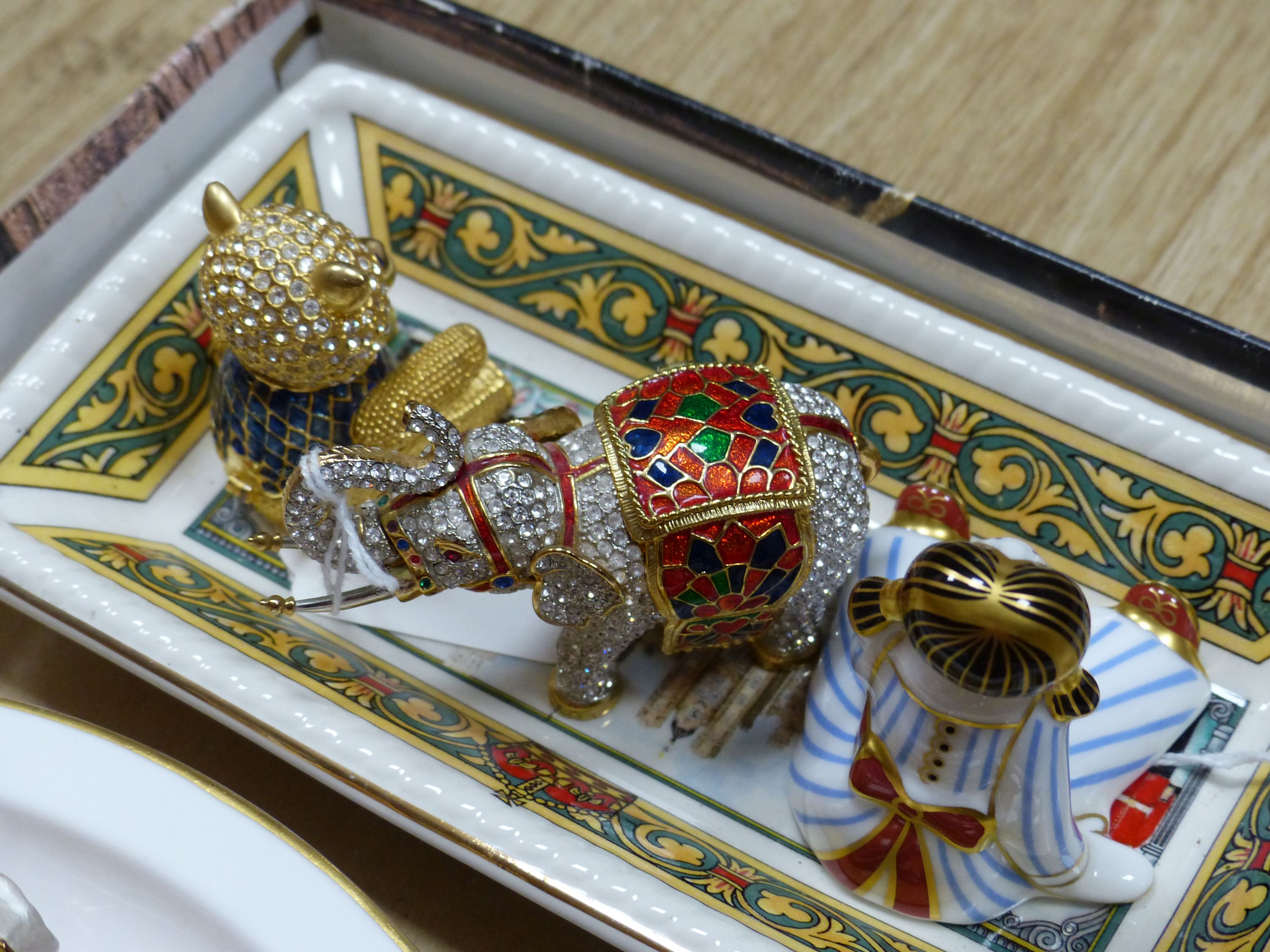 A Royal Crown Derby 'Treasures of Childhood' Rag Doll and Teddy Bear and other decorative items